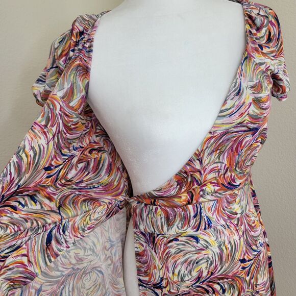 COLLETTE DINNIGAN Wrap 100% Silk Wrap Dress Size Small Abstract Print Artsy - Picture 14 of 14